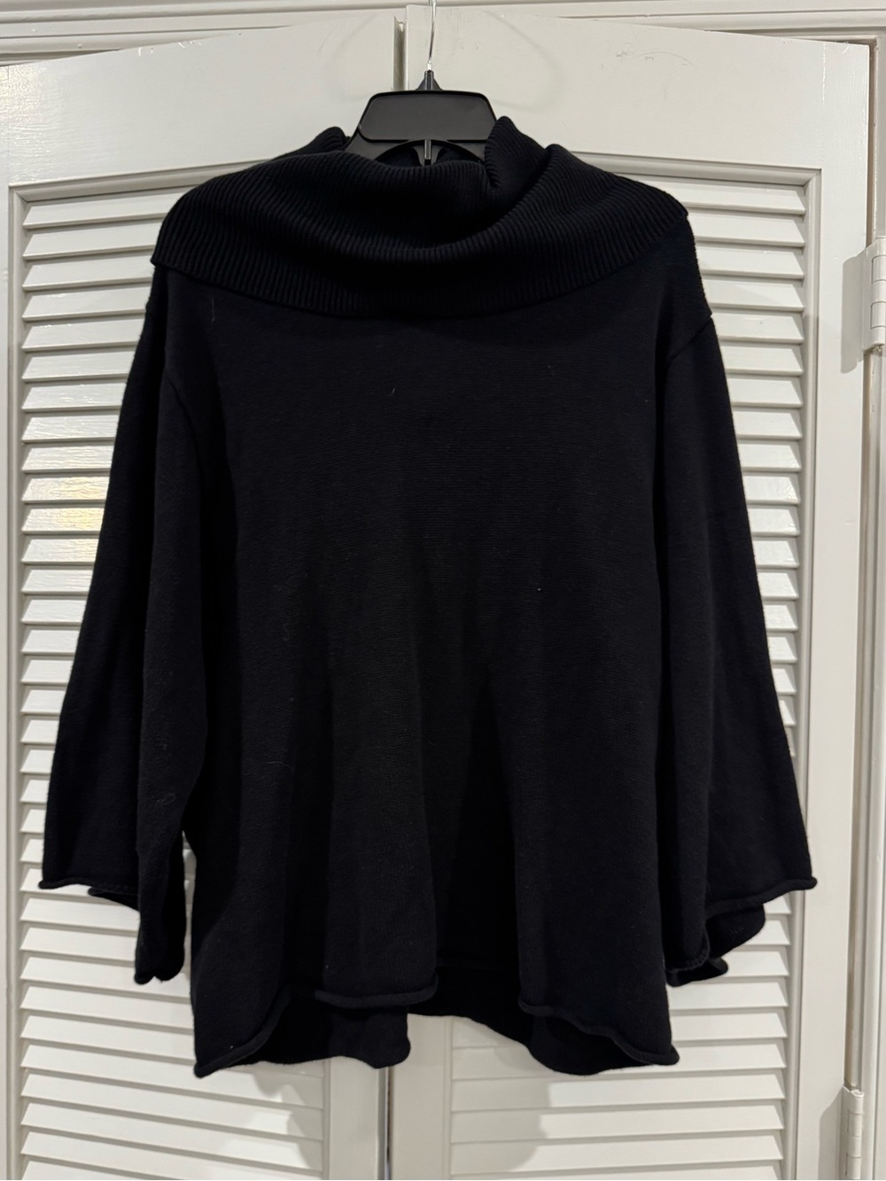 BCBGMaxAzria Black Ribbed Cowl Neck Pullover